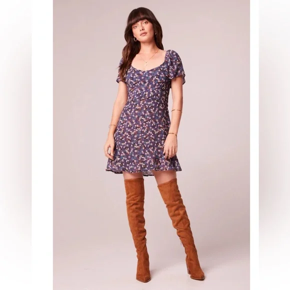 Band of the Free Coraline Purple Floral Crossover Mini Dress Size Med $78 Retail - Picture 5 of 7